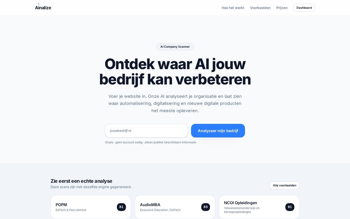 Interface van Ainalize