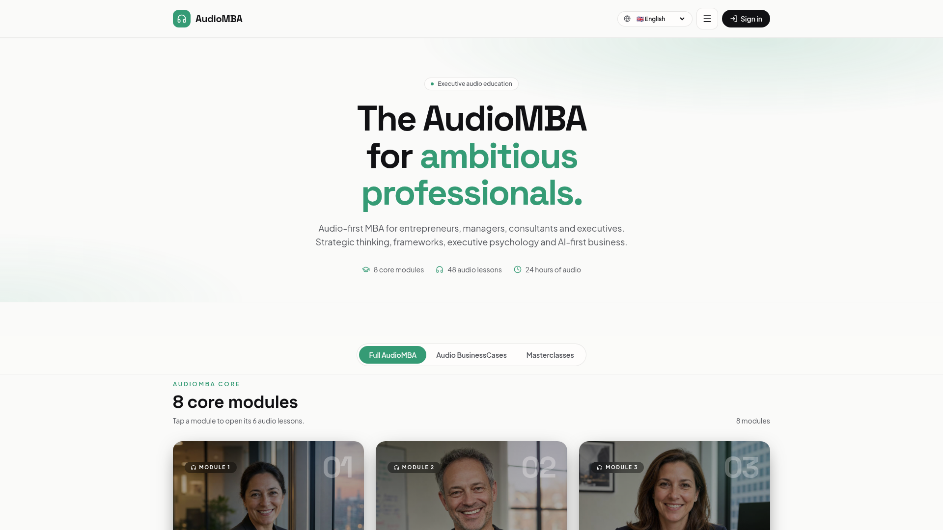 Interface van AudioMBA